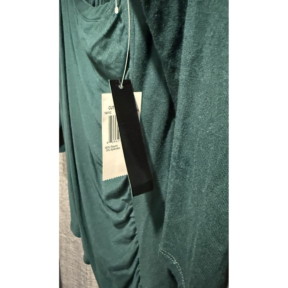 Grace Elements Top Women XL Green Ruched V-Neck 3/4 Sleeve Crossover Fitted NWT - Picture 2 of 8